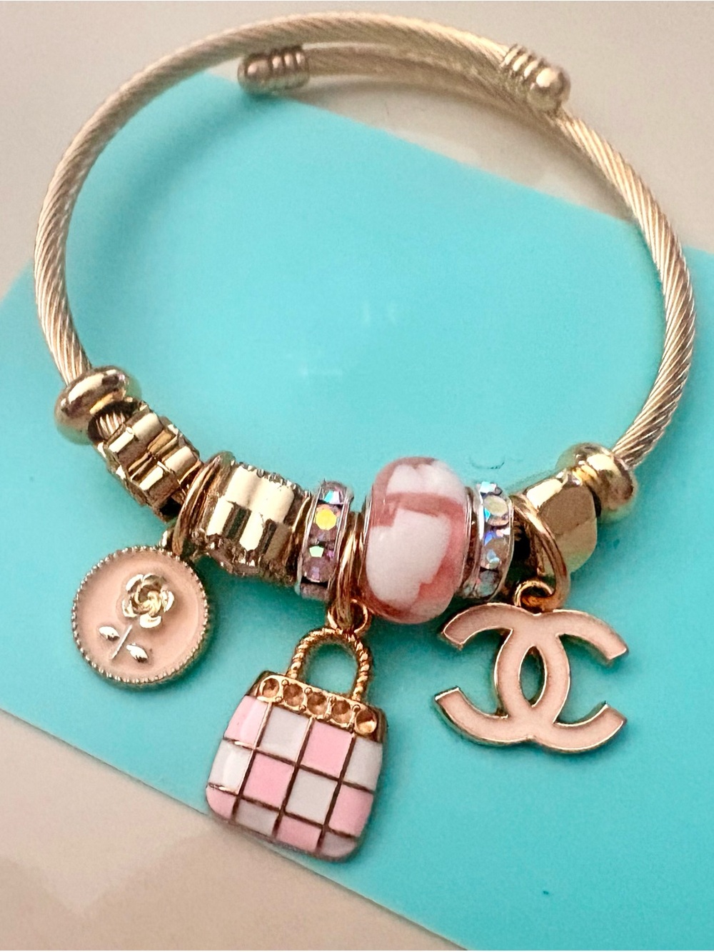 CC Pink Gold Charm Bracelet